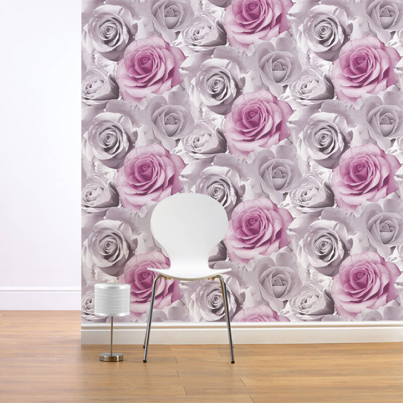 寝室のバラの壁紙,紫の,ピンク,壁紙,ローズ,切り花