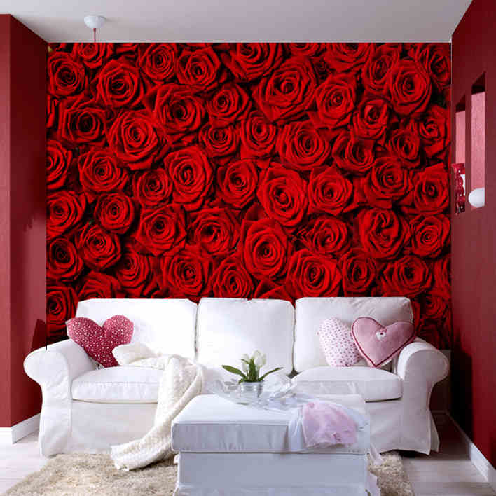 침실 장미 벽지,빨간,벽지,분홍,벽,거실