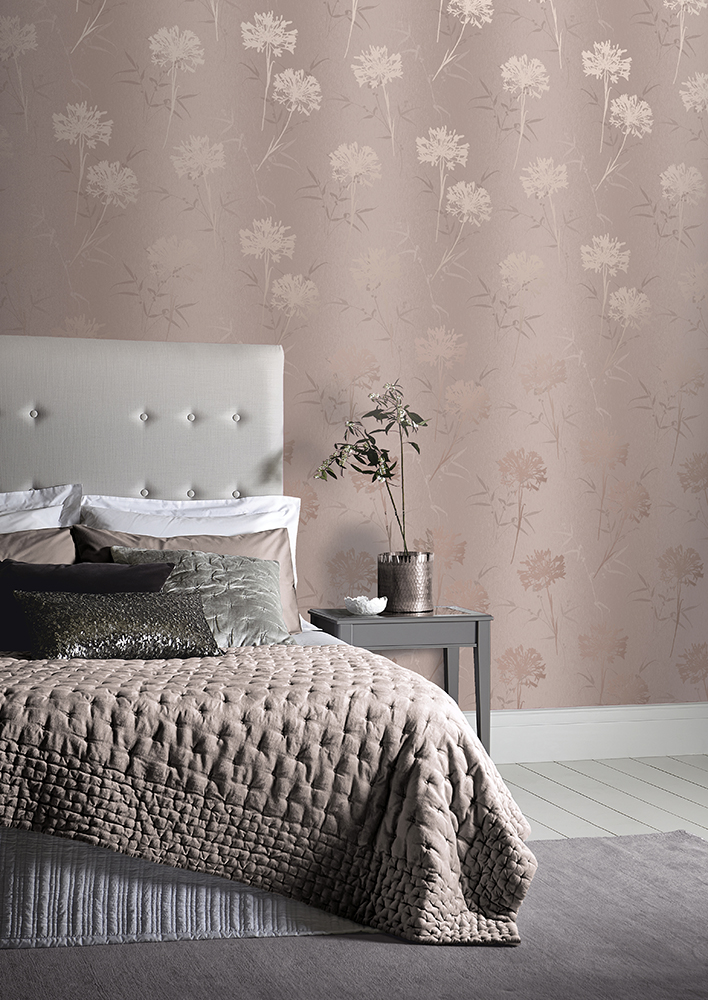 rose wallpaper for bedroom,bedroom,room,wall,furniture,interior design