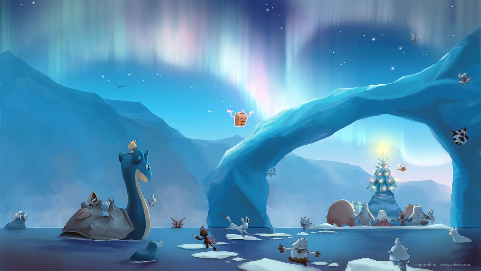 fond d'écran animé tumblr,arctique,ciel,la glace,aurore,illustration