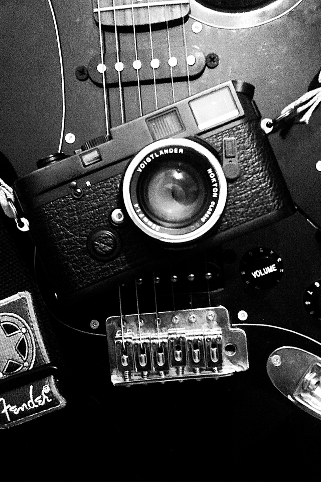 carta da parati vintage fotocamera,chitarra,elettronica,chitarra elettrica,strumento musicale,strumenti a corda pizzicati