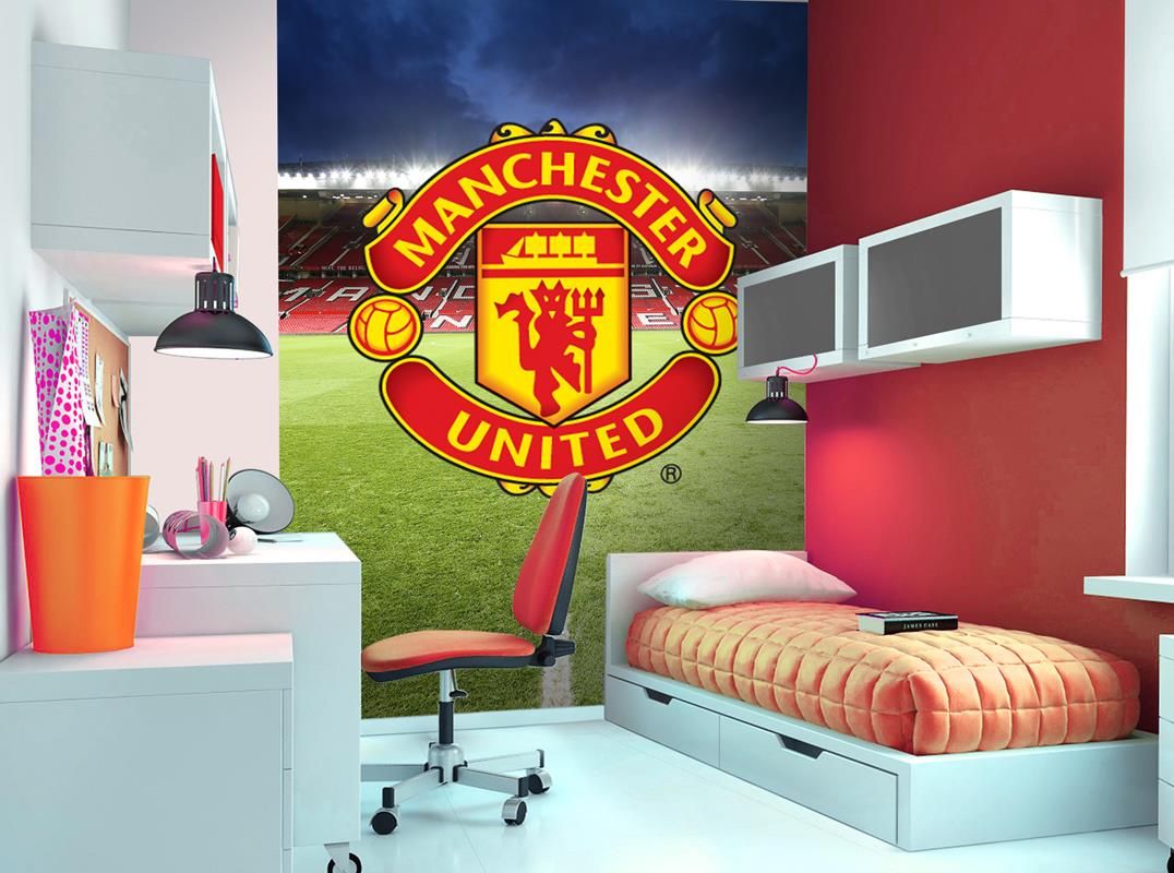 manchester united wallpaper für schlafzimmer,zimmer,möbel,innenarchitektur,wandaufkleber,couch