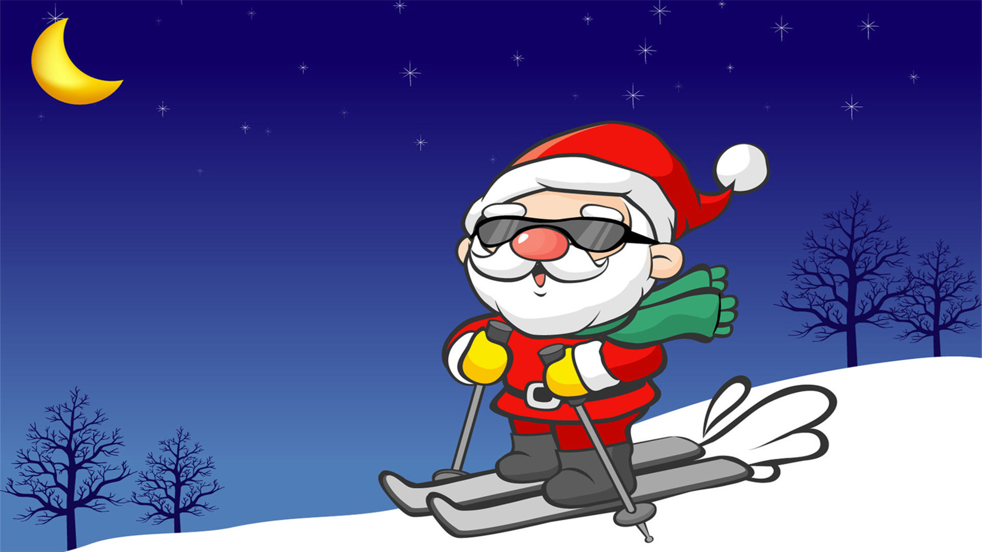 christmas cartoon wallpaper,skier,cartoon,santa claus,winter,fictional character