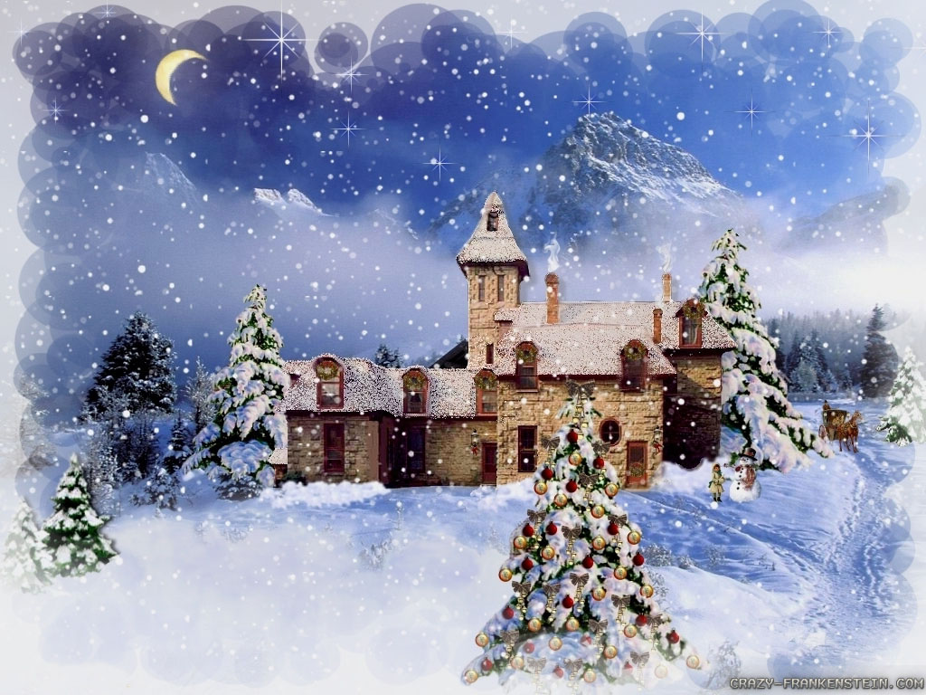 land weihnachten wallpaper,aquarellfarbe,winter,schnee,baum,heiligabend