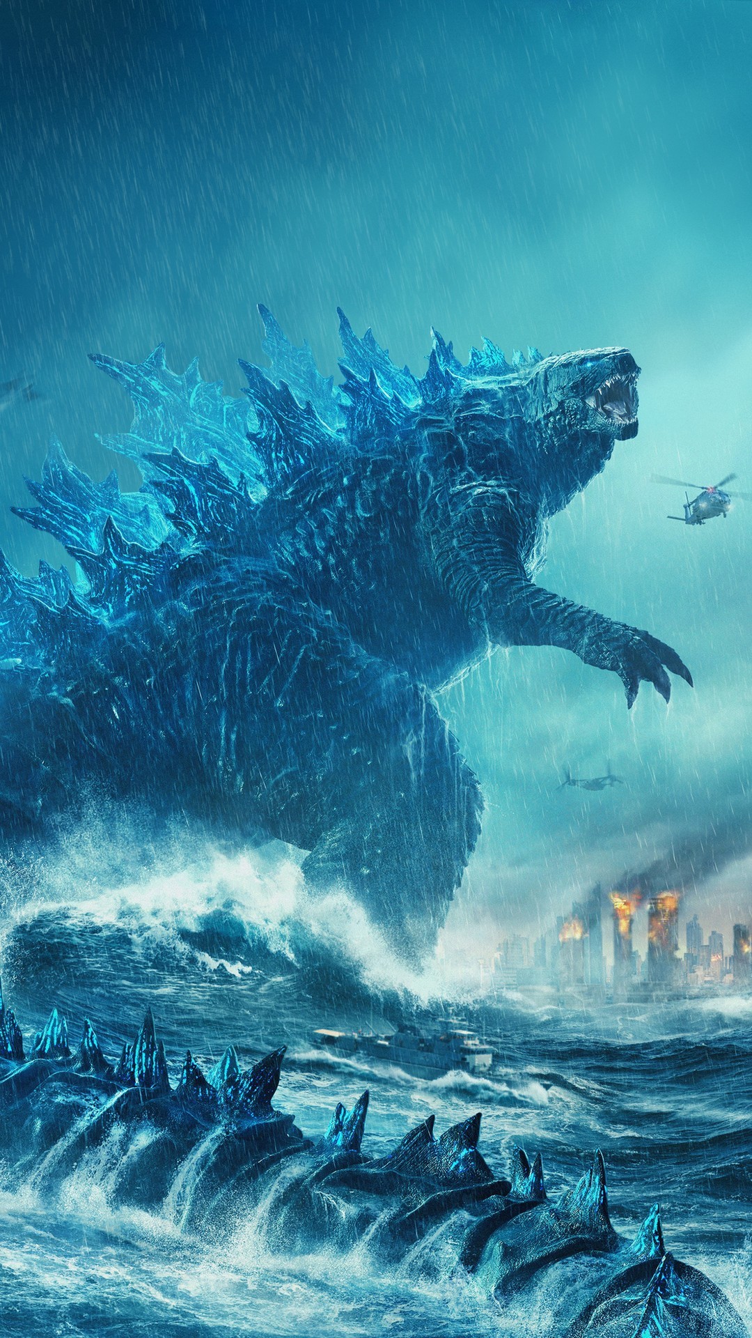 godzilla iphone wallpaper,cg artwork,marine biology,fictional character,dragon,ocean