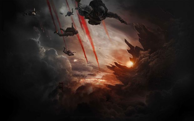 godzilla live wallpaper,cielo,rosso,nube,buio,cg artwork