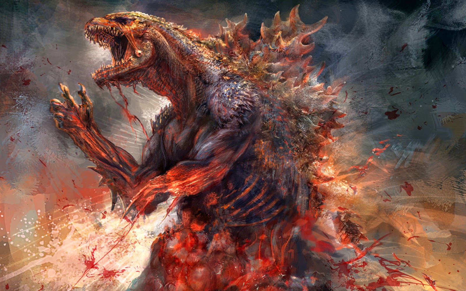 godzilla wallpaper hd,cg artwork,dragon,geological phenomenon,mythology,fictional character