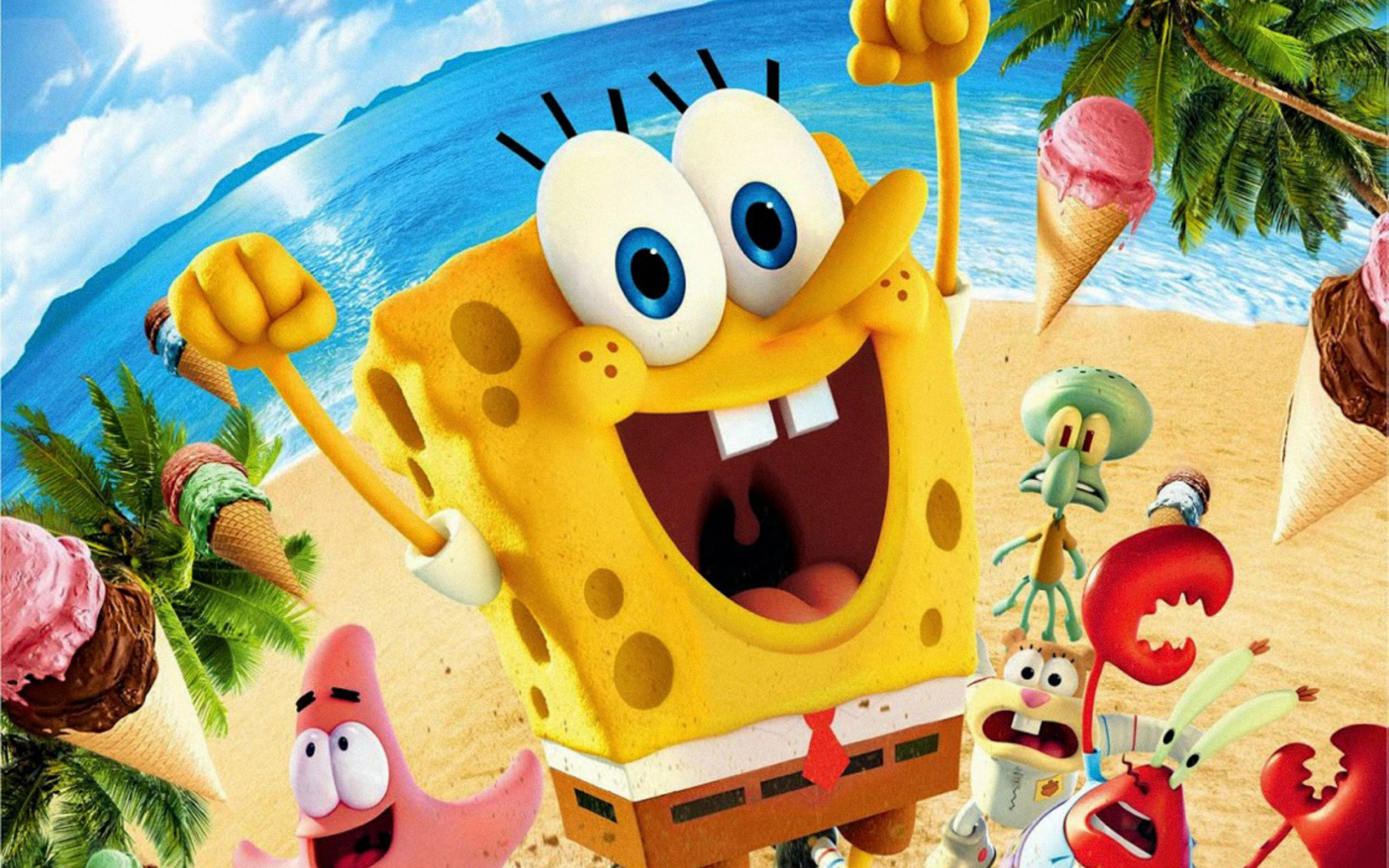 spongebob desktop wallpaper,animated cartoon,cartoon,illustration,animation,art