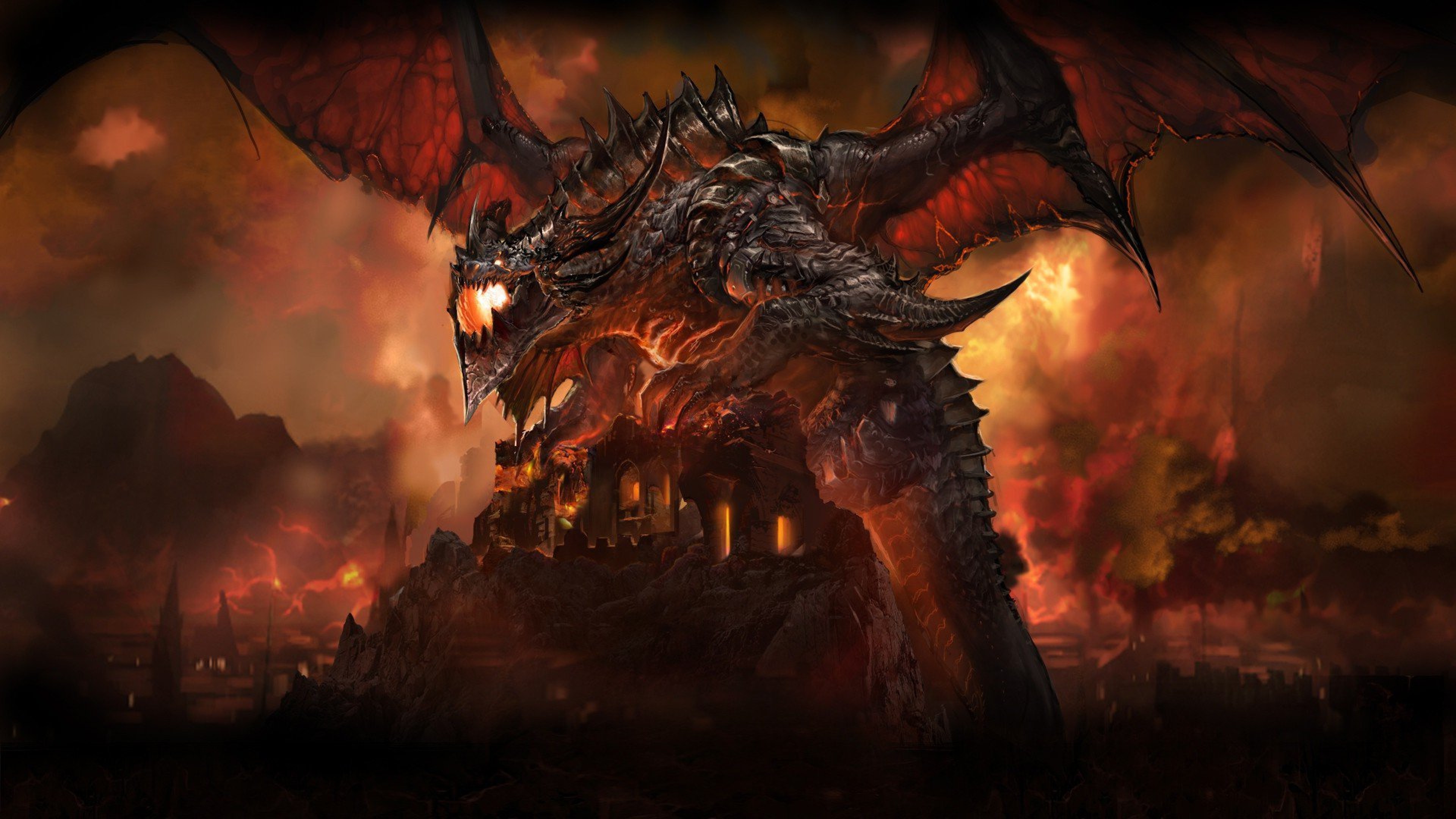 4k dragon wallpaper,demon,dragon,action adventure game,cg artwork,geological phenomenon