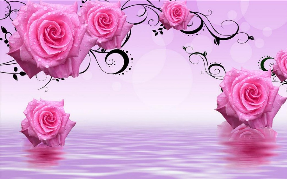 wallpaper em 3d,pink,garden roses,flower,rose,rose family