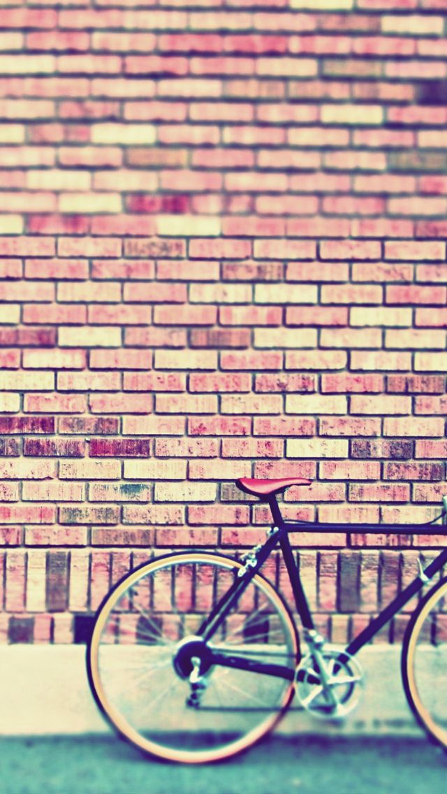 bicycle wallpaper iphone,bicycle,brick,wall,bicycle accessory,pink