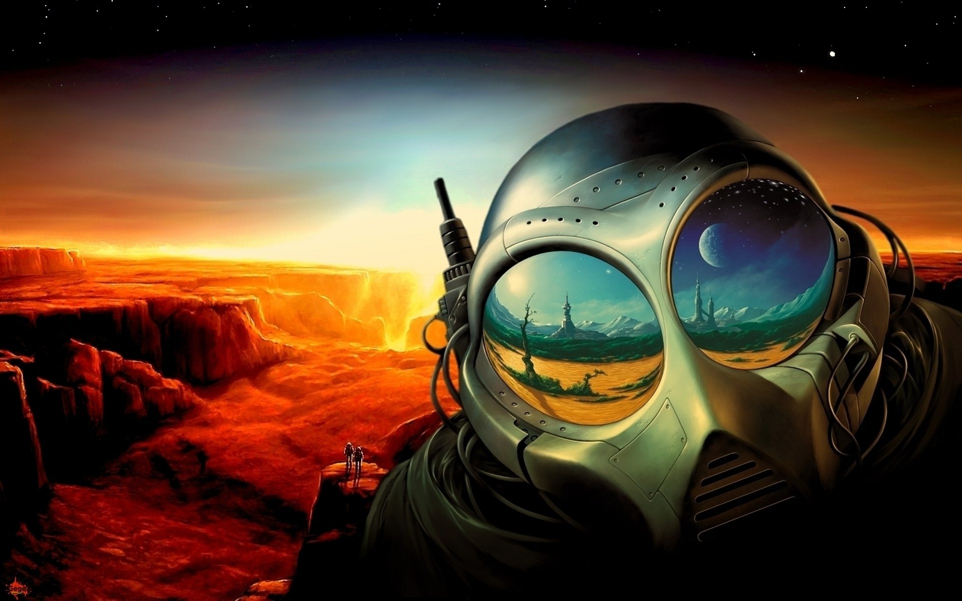 alien desktop wallpaper,helmet,personal protective equipment,space,sky,outer space