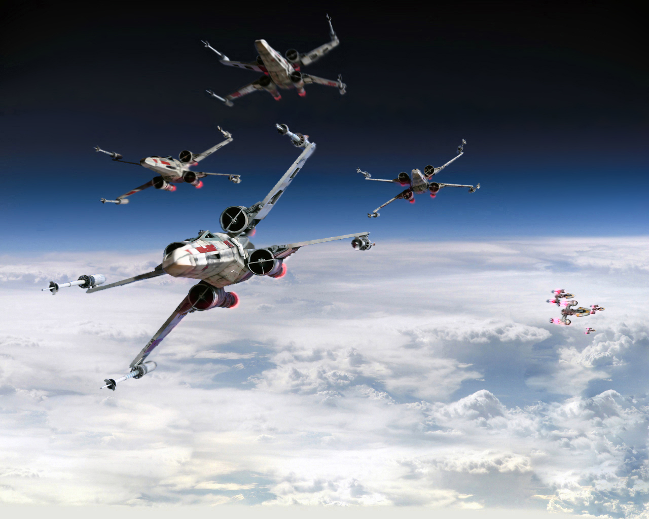 fondo de pantalla de star wars x wing,paracaidismo,paracaídas,avión,cielo,aviación