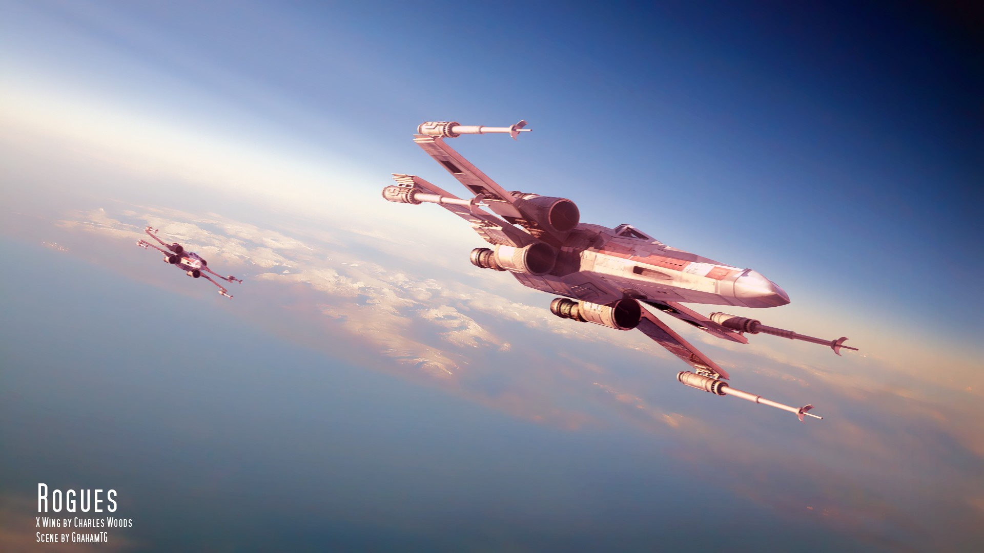 fondo de pantalla de star wars x wing,cielo,nube,vehículo,espacio,avión