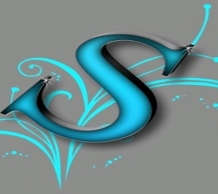 carta da parati lettera s 3d,acqua,blu,turchese,disegno grafico,font