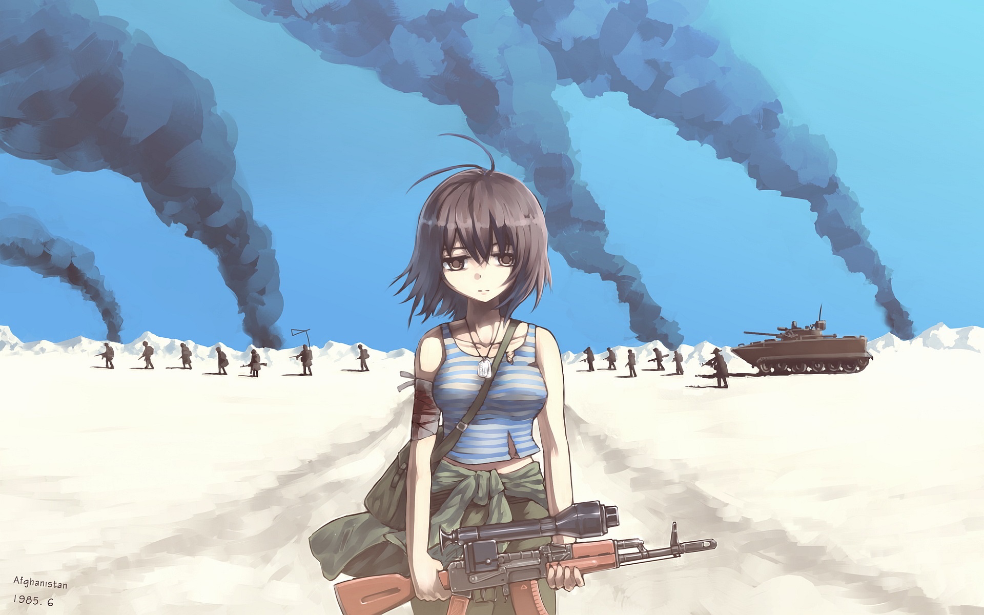army girl wallpaper,action adventure game,cg artwork,anime,cartoon,illustration