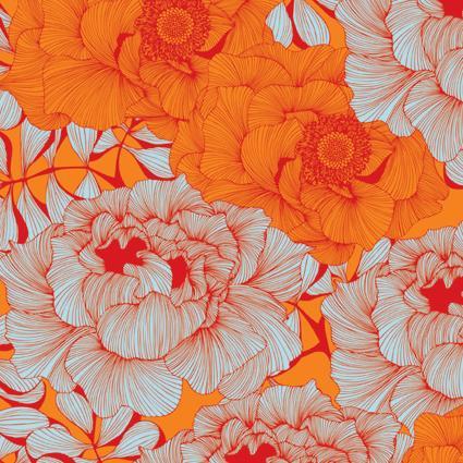 굵은 패턴 벽지,주황색,복숭아,무늬,직물,꽃