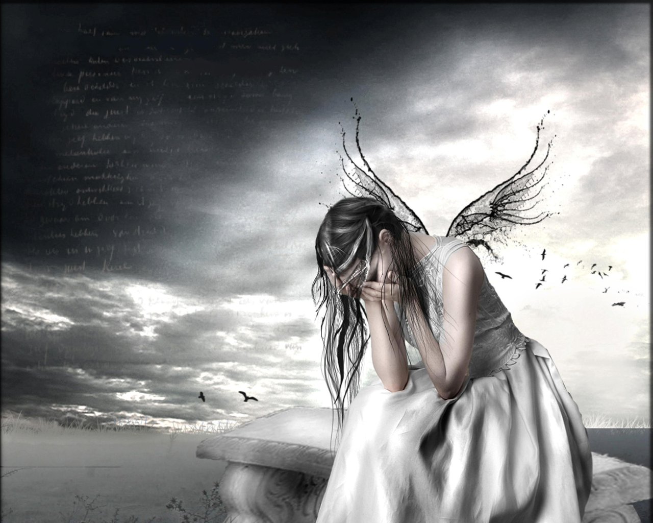 weeping wallpaper,photography,cg artwork,stock photography,daydream,black and white