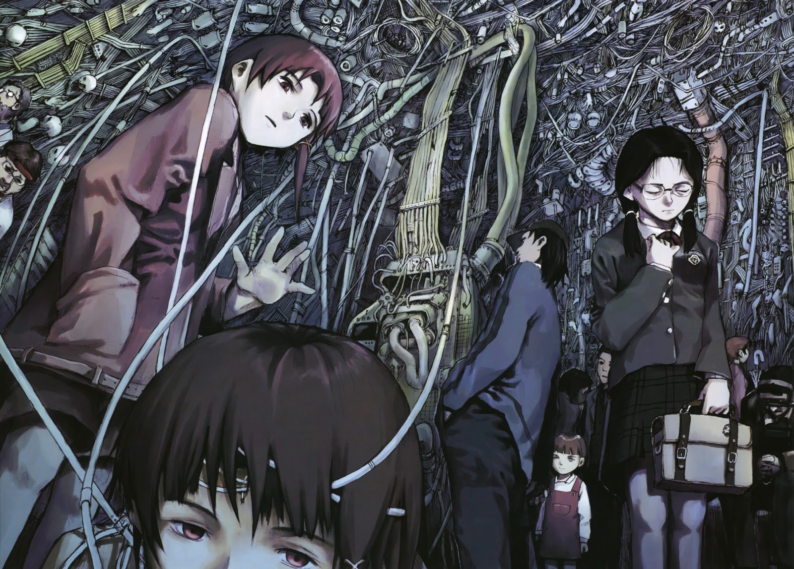 serial experiments lain wallpaper,anime,black hair,cg artwork,illustration,art