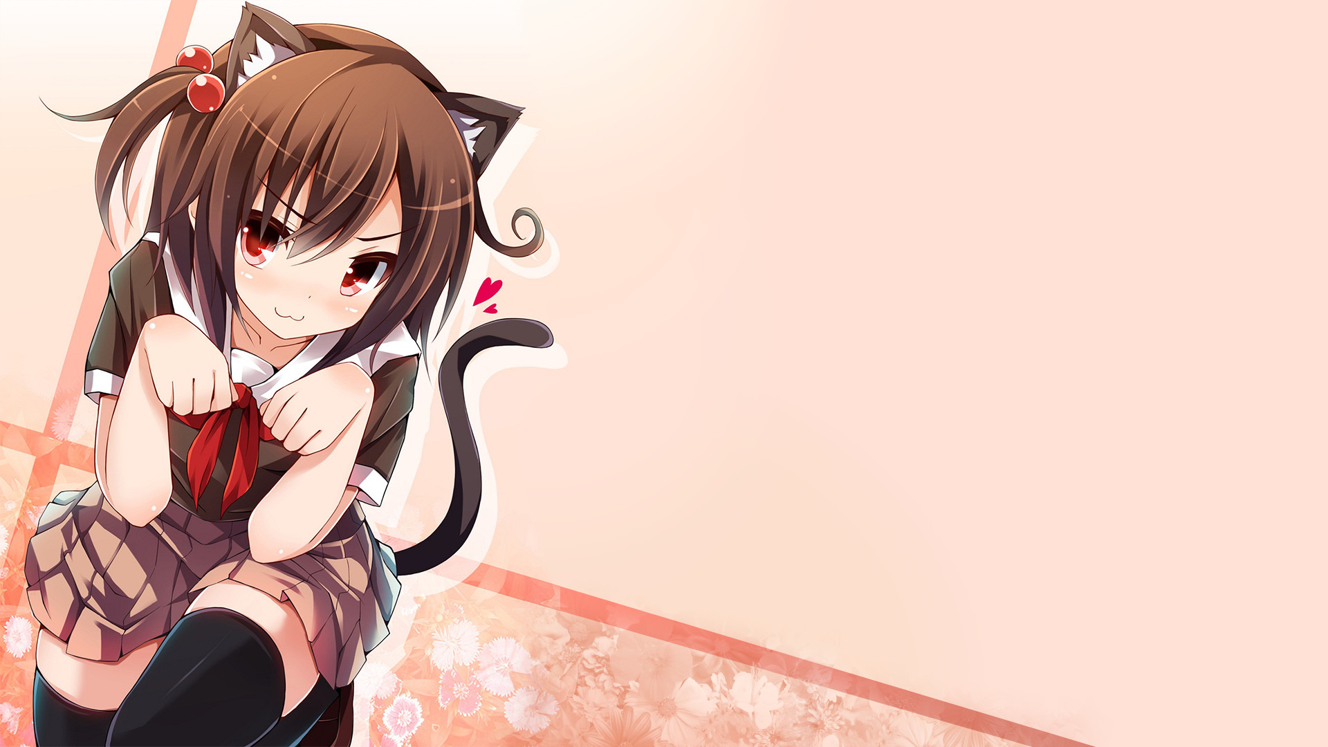 cat girl wallpaper,cartoon,anime,cg artwork,long hair,brown hair