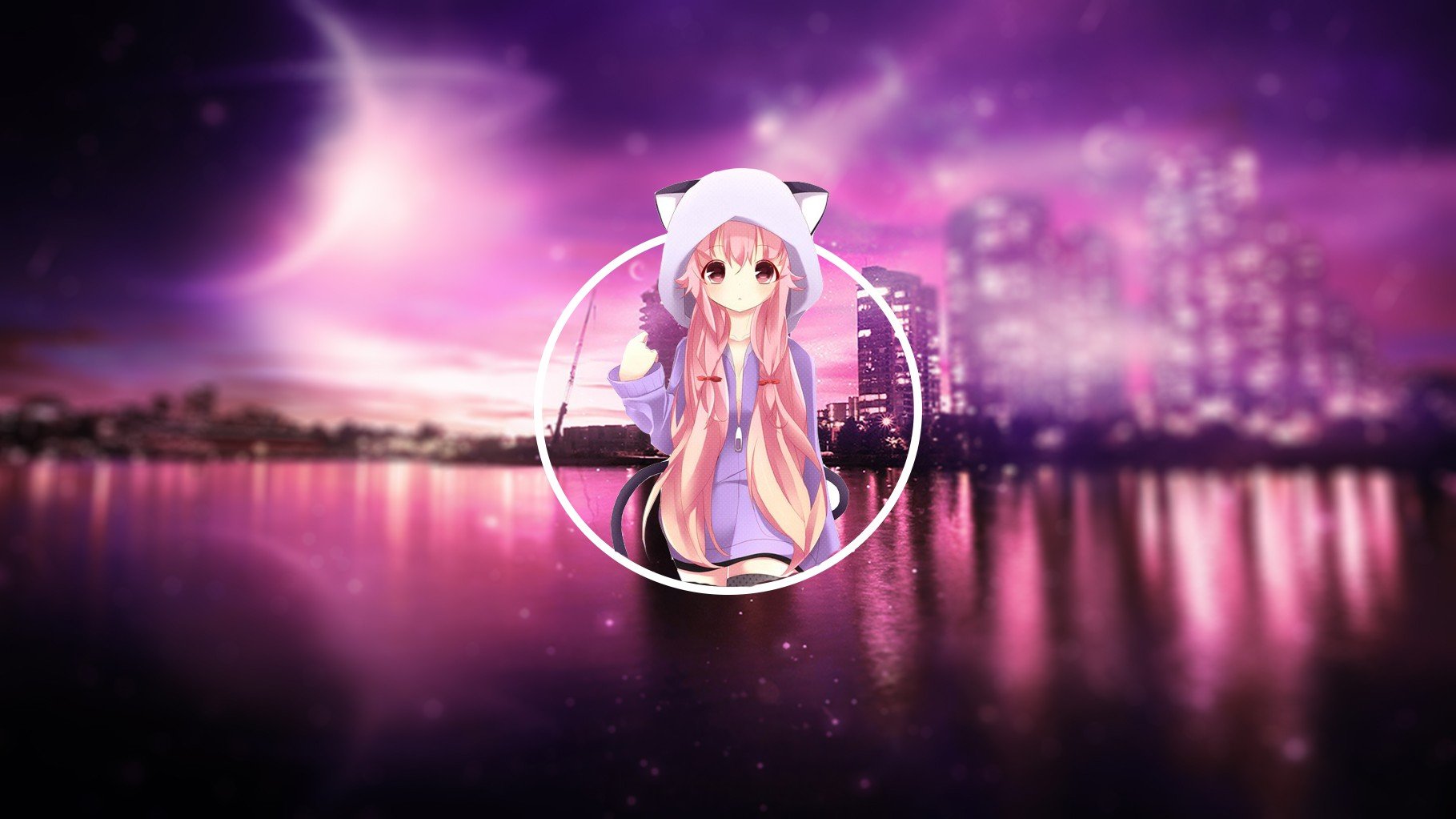 cat girl wallpaper,purple,violet,light,pink,sky