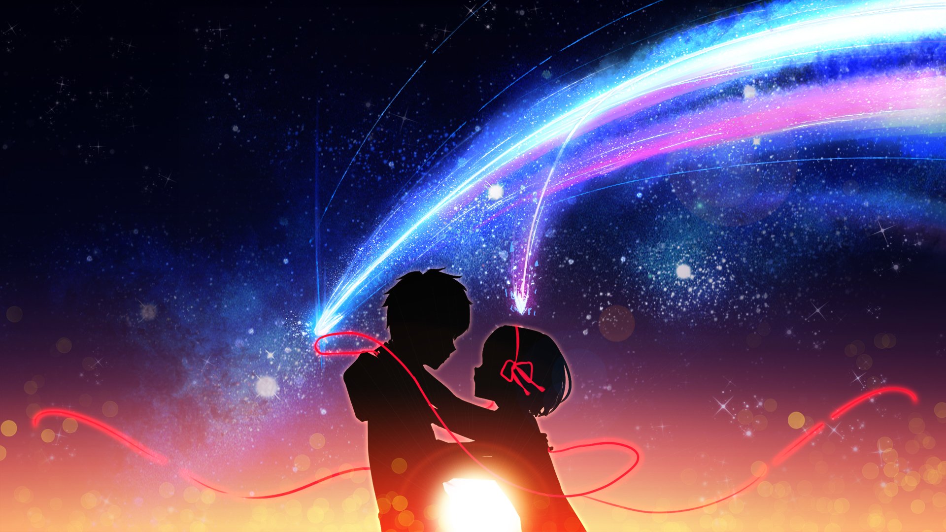 your name anime wallpaper,sky,light,space,atmosphere,astronomical object