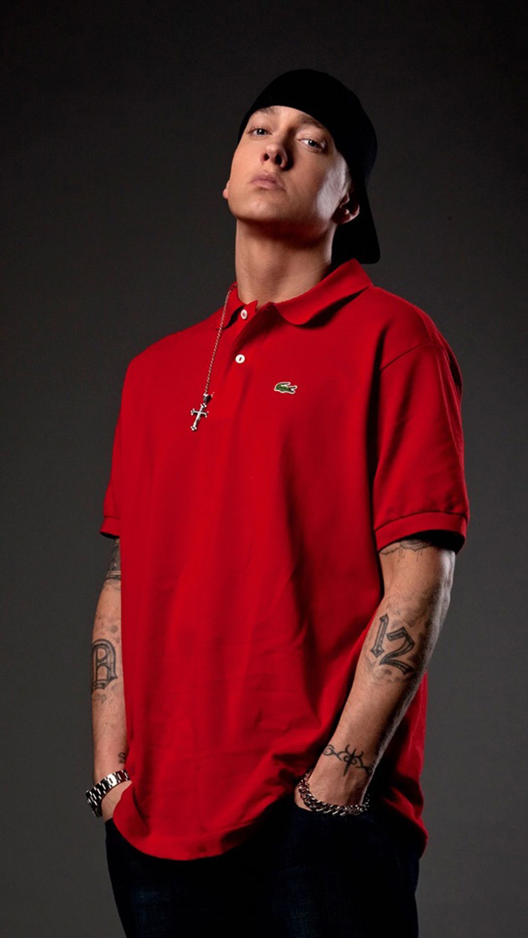 eminem wallpaper android,clothing,sleeve,t shirt,red,polo shirt