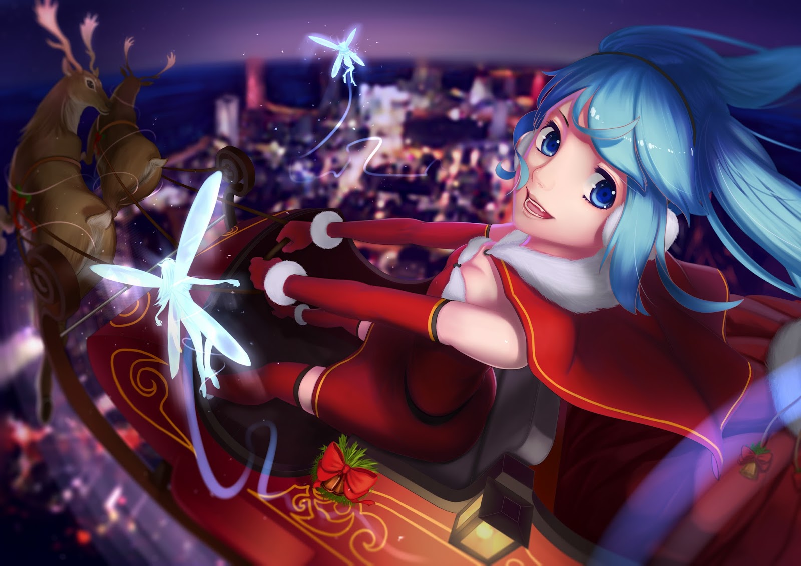 navidad anime wallpaper,cg kunstwerk,karikatur,anime,animierter cartoon,illustration