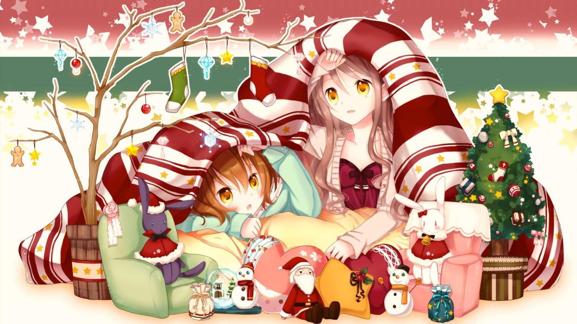 navidad anime wallpaper,dibujos animados,nochebuena,navidad,ilustración,personaje de ficción