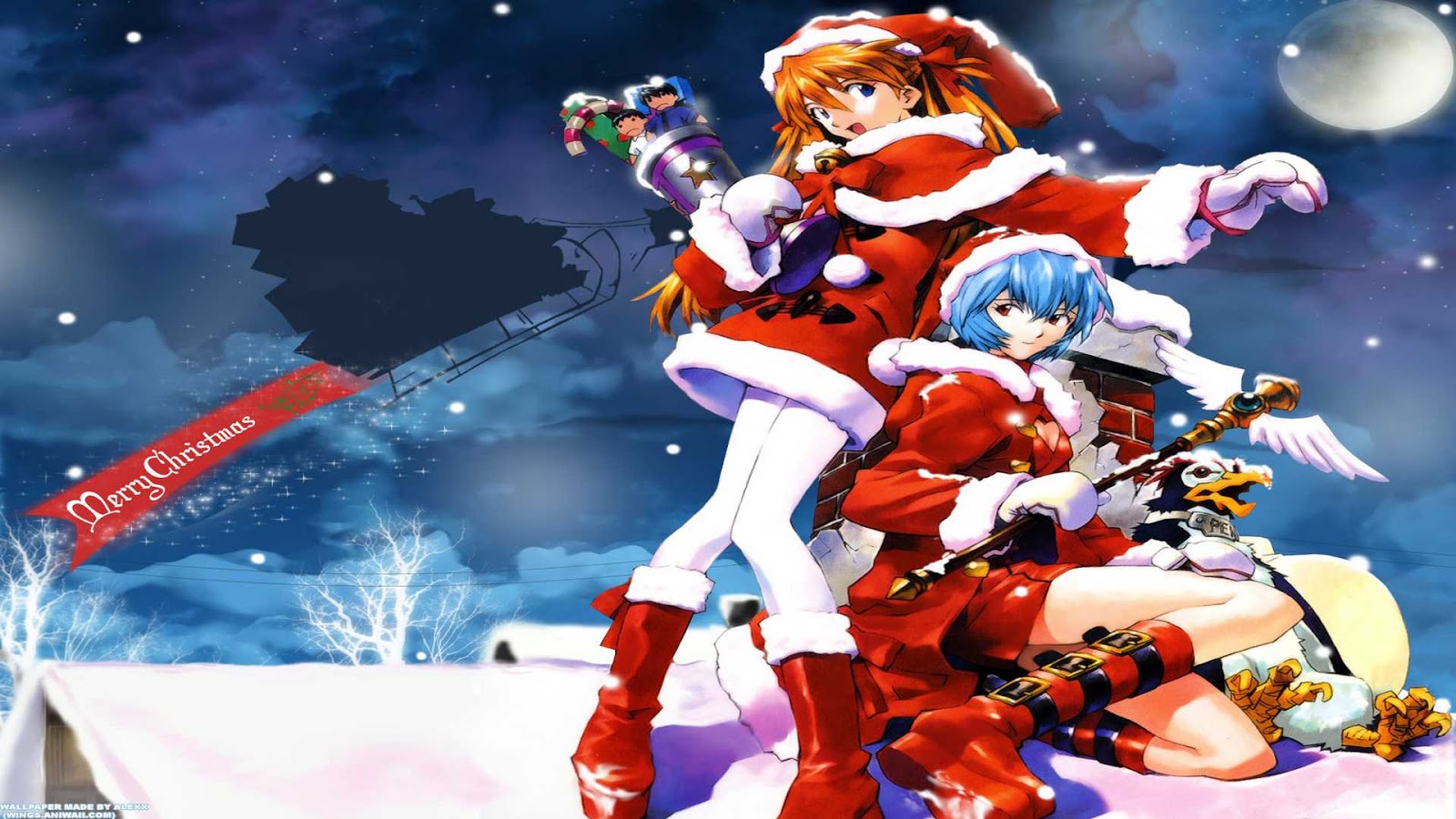 navidad anime wallpaper,dibujos animados,anime,dibujos animados,animación,personaje de ficción