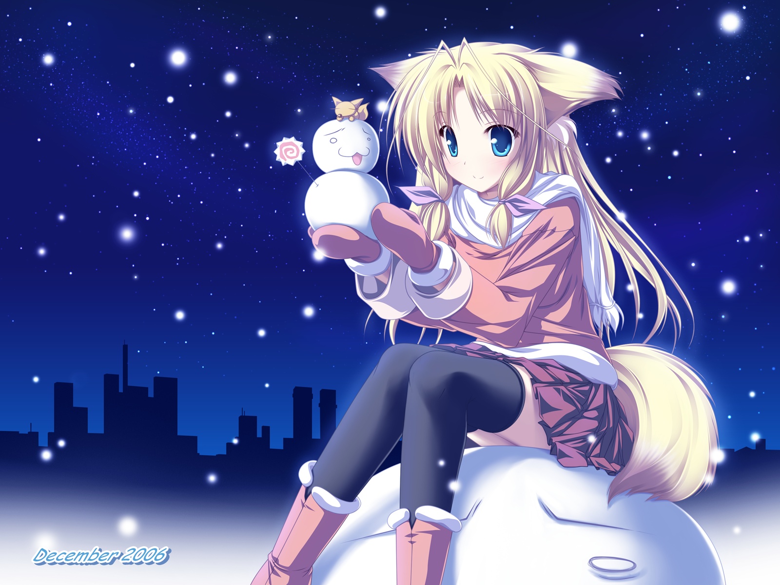 navidad anime wallpaper,cartoon,anime,sky,cg artwork,illustration