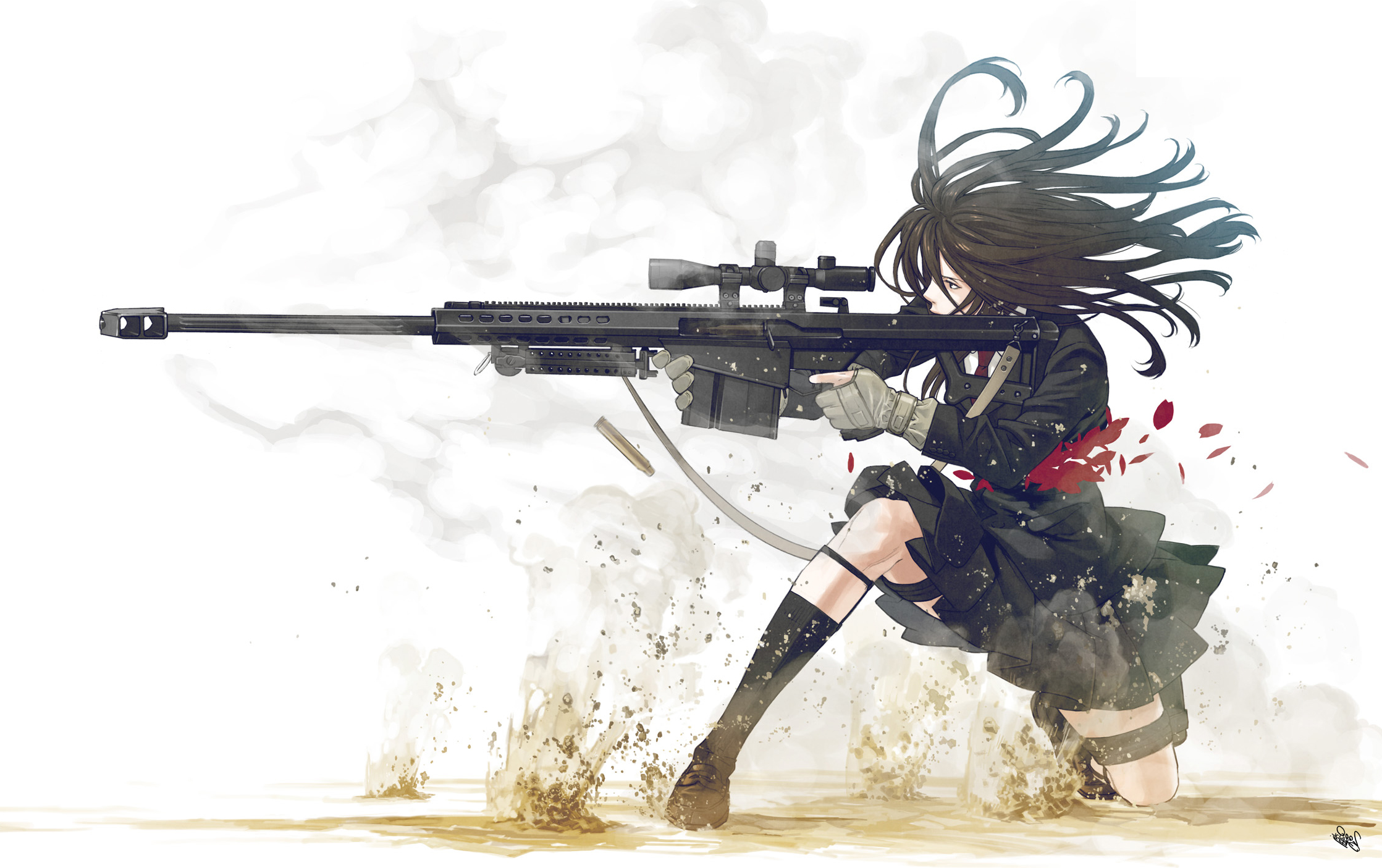 anime gun wallpaper,gewehr,anime,maschinengewehr,erfundener charakter,spiele