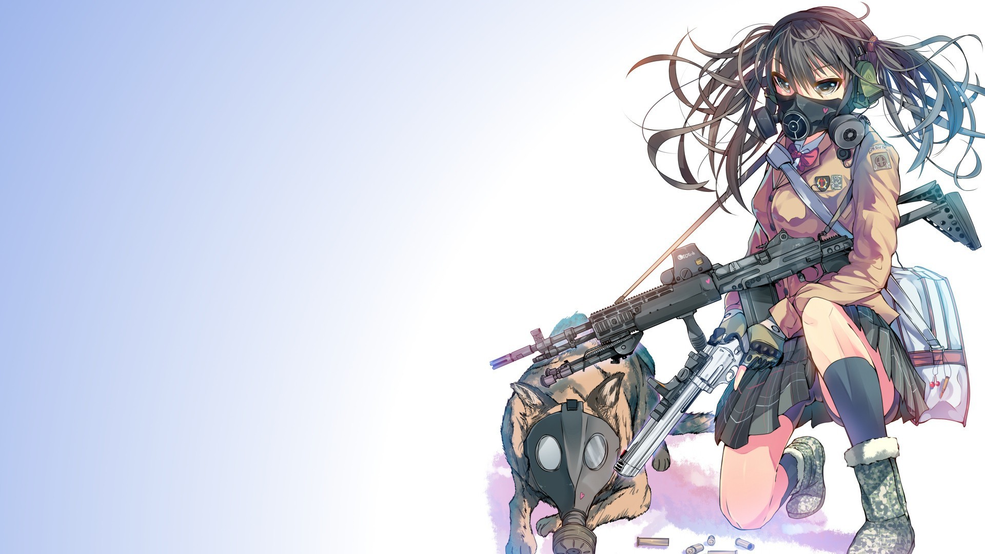 anime gun wallpaper,cg artwork,anime,cartoon,long hair,black hair