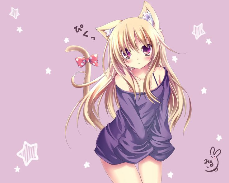 anime cat girl wallpaper,cartoon,anime,cg artwork,pink,long hair