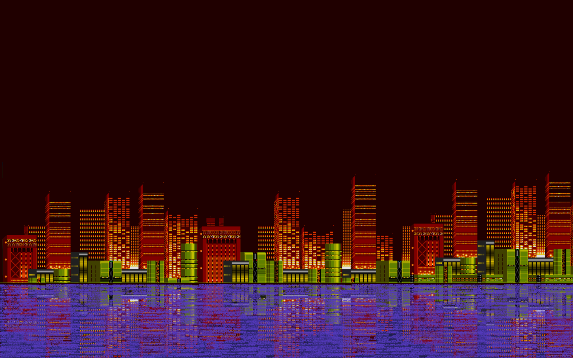 wallpaper 8 bits,city,skyline,cityscape,reflection,human settlement