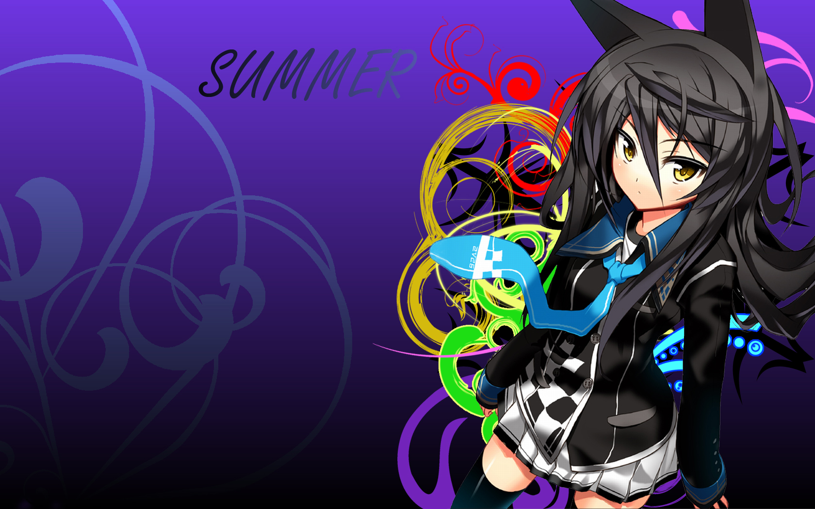 neko girl wallpaper,cartoon,anime,violet,long hair,fictional character