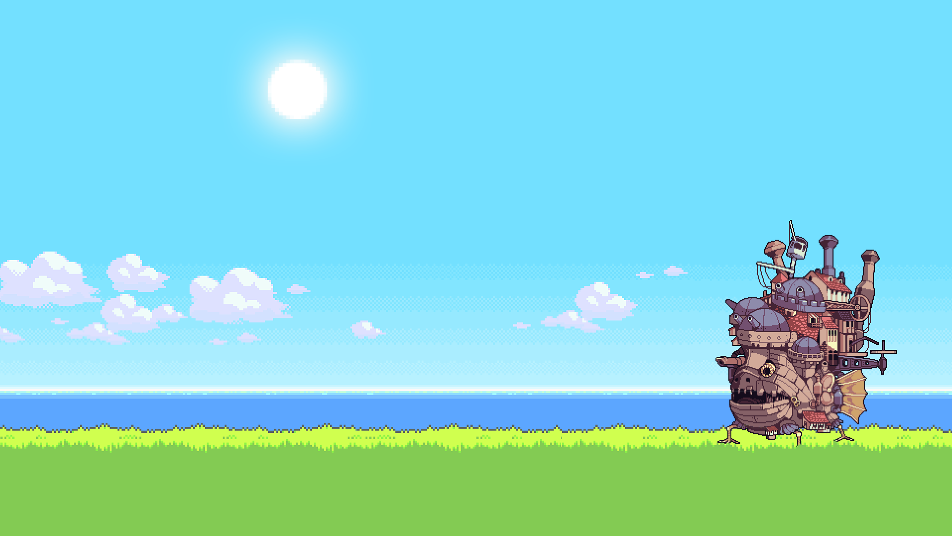 wallpaper 8 bits,sky,animation,calm,grassland,cloud