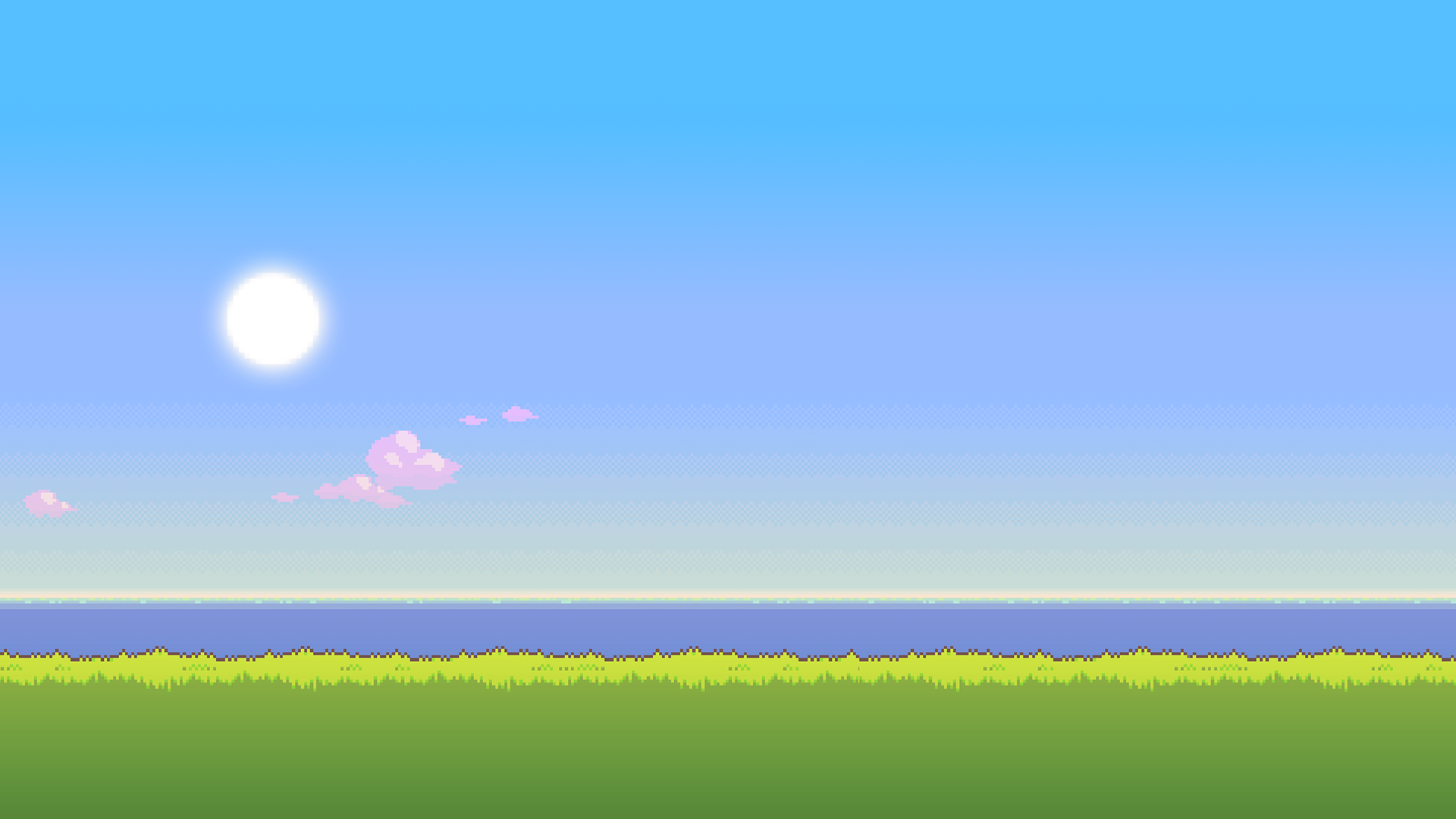 wallpaper 8 bits,sky,natural landscape,grassland,nature,daytime