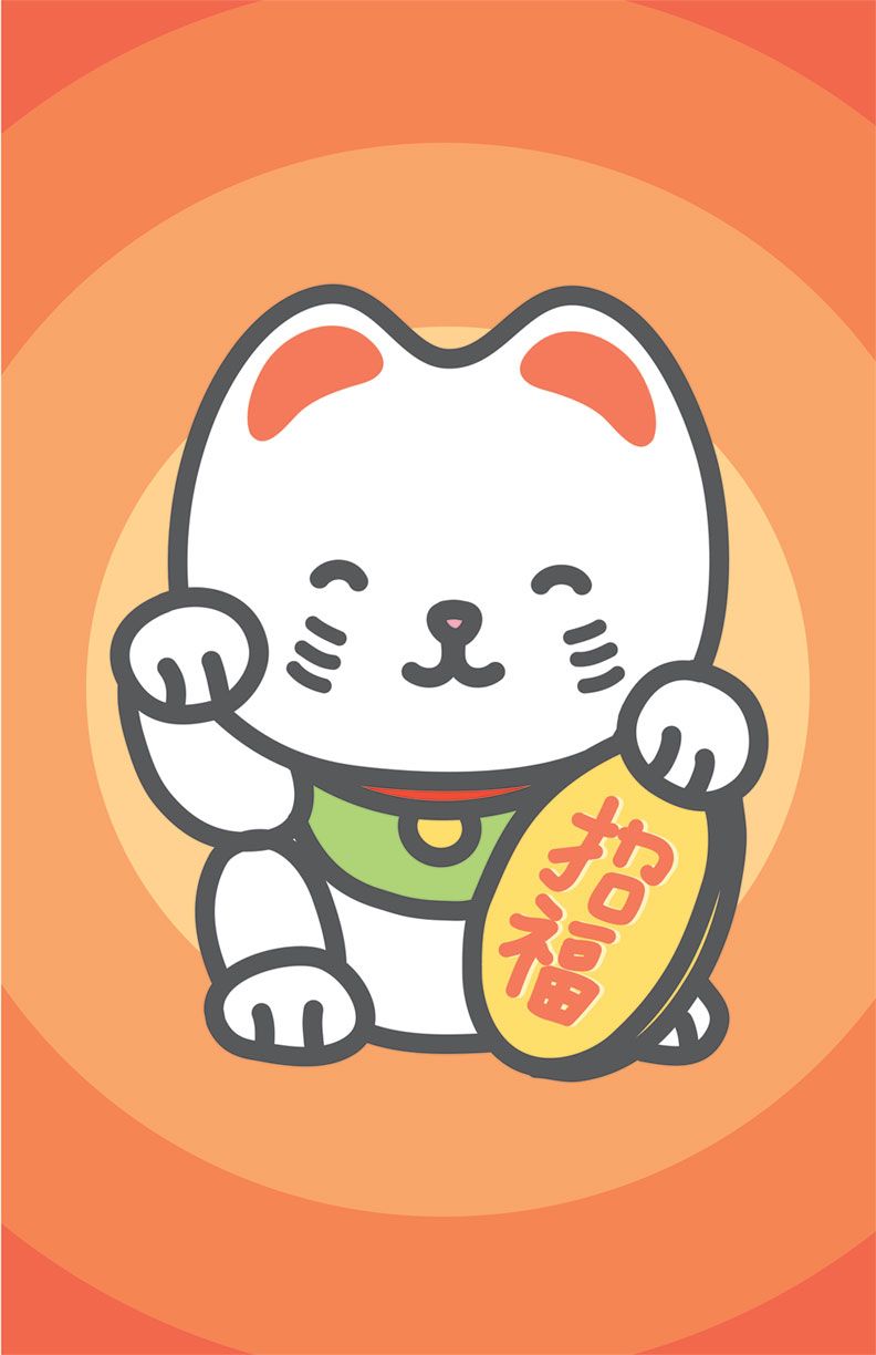 fondo de pantalla maneki neko,dibujos animados,naranja,ilustración,clipart,pegatina