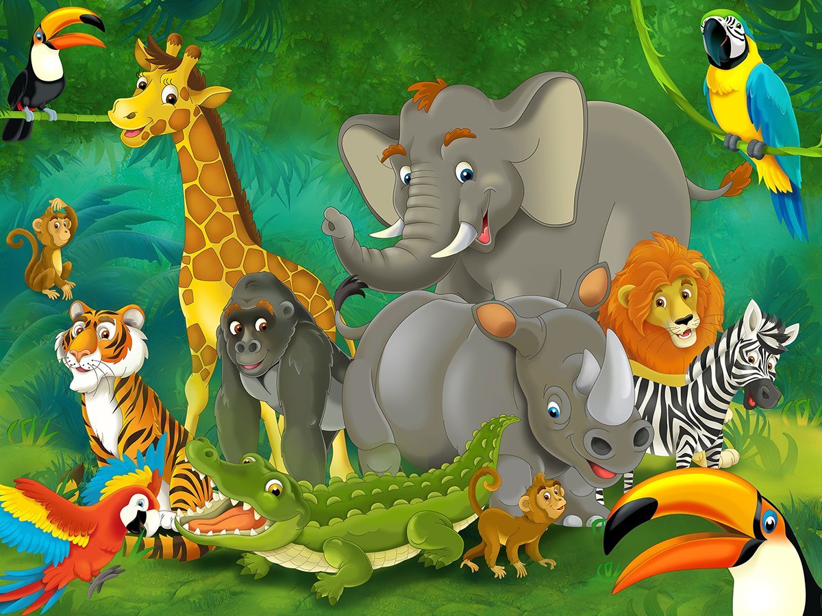 safari animal wallpaper,animated cartoon,cartoon,terrestrial animal,wildlife,natural environment