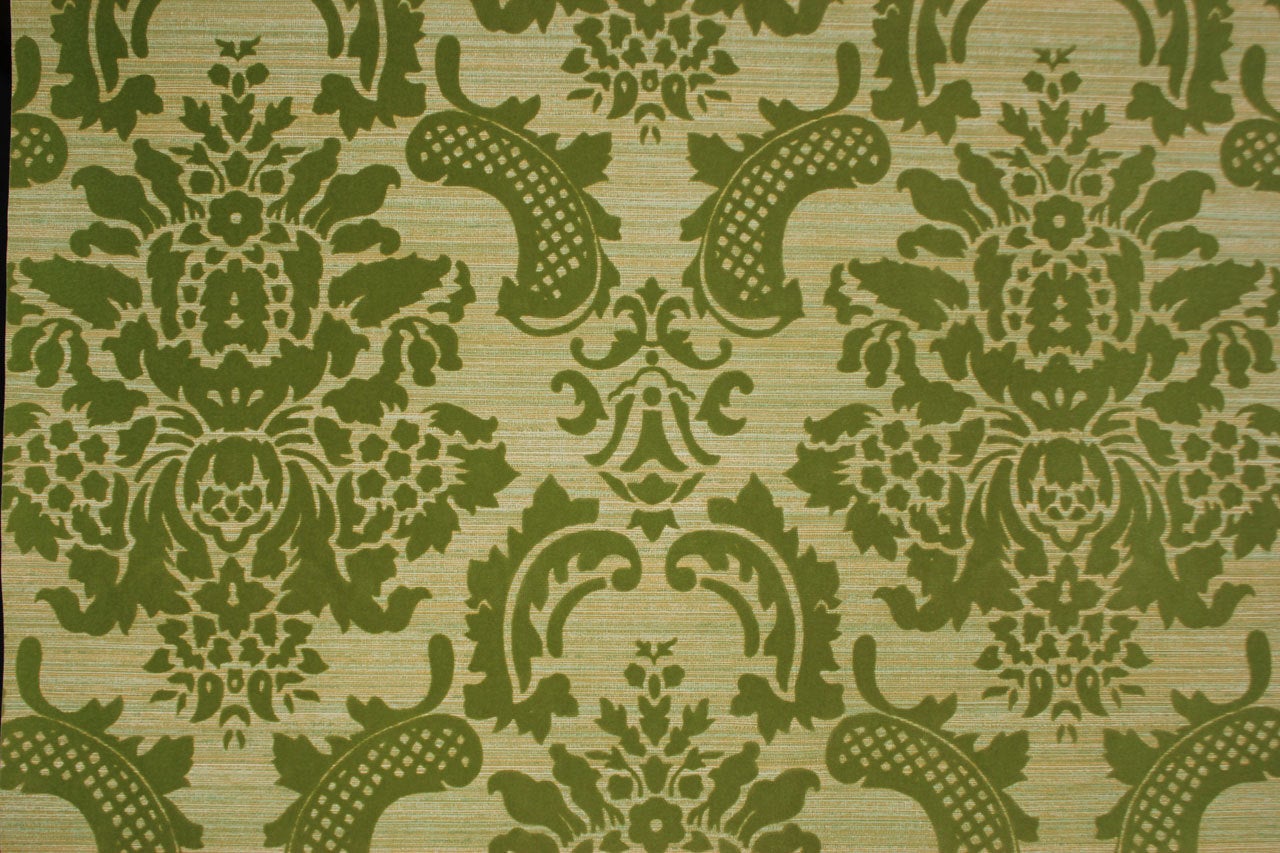 緑のレトロな壁紙,緑,パターン,モチーフ,視覚芸術,繊維