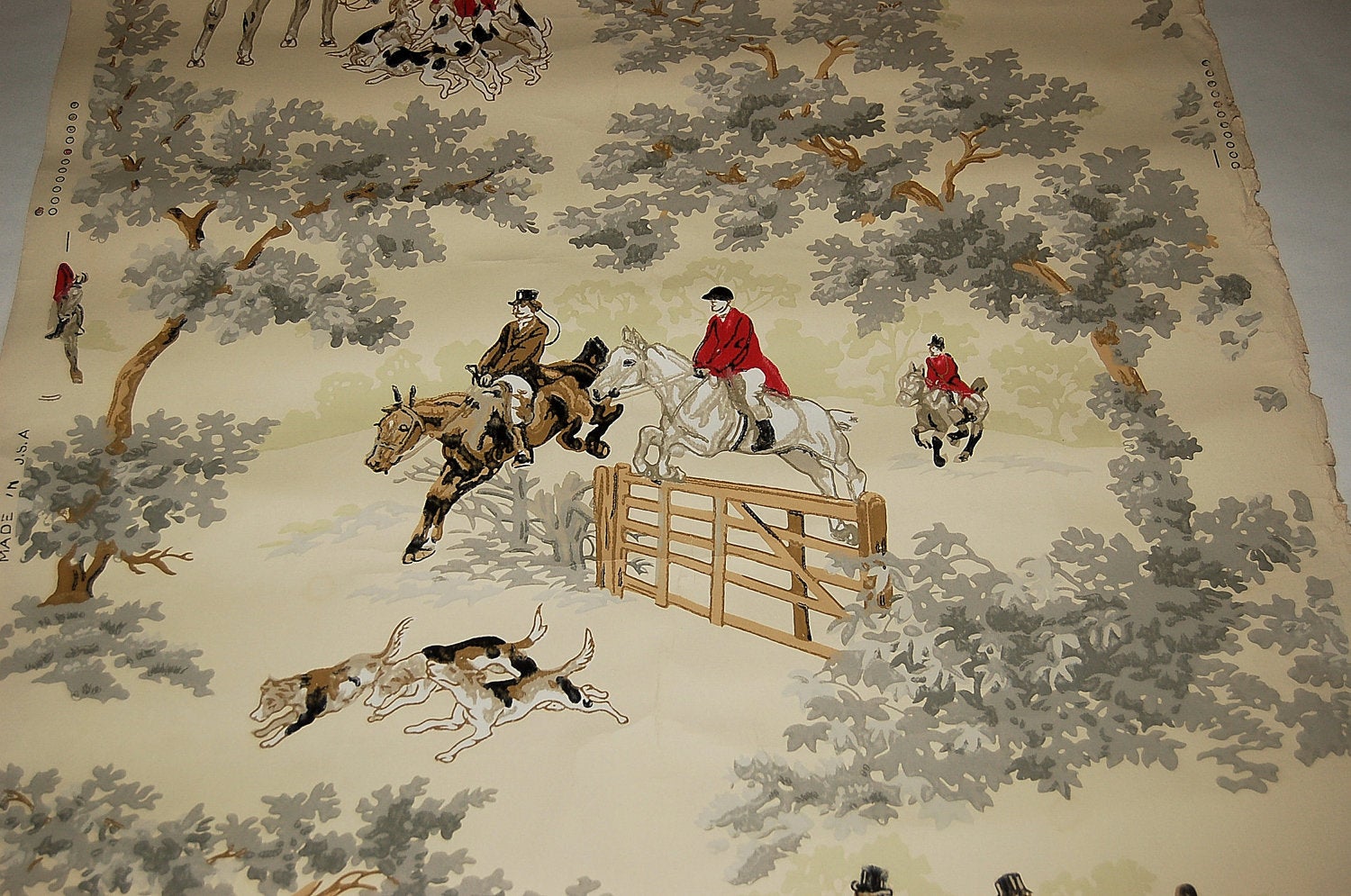 hunting scene wallpaper,art,textile,tapestry,illustration