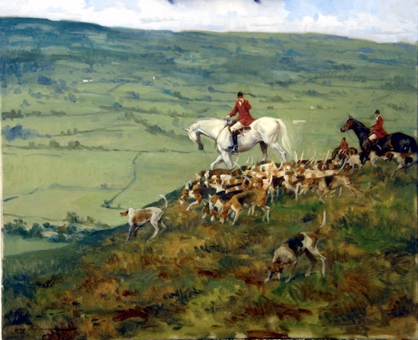 hunting scene wallpaper,grassland,herd,pasture,painting,ecoregion