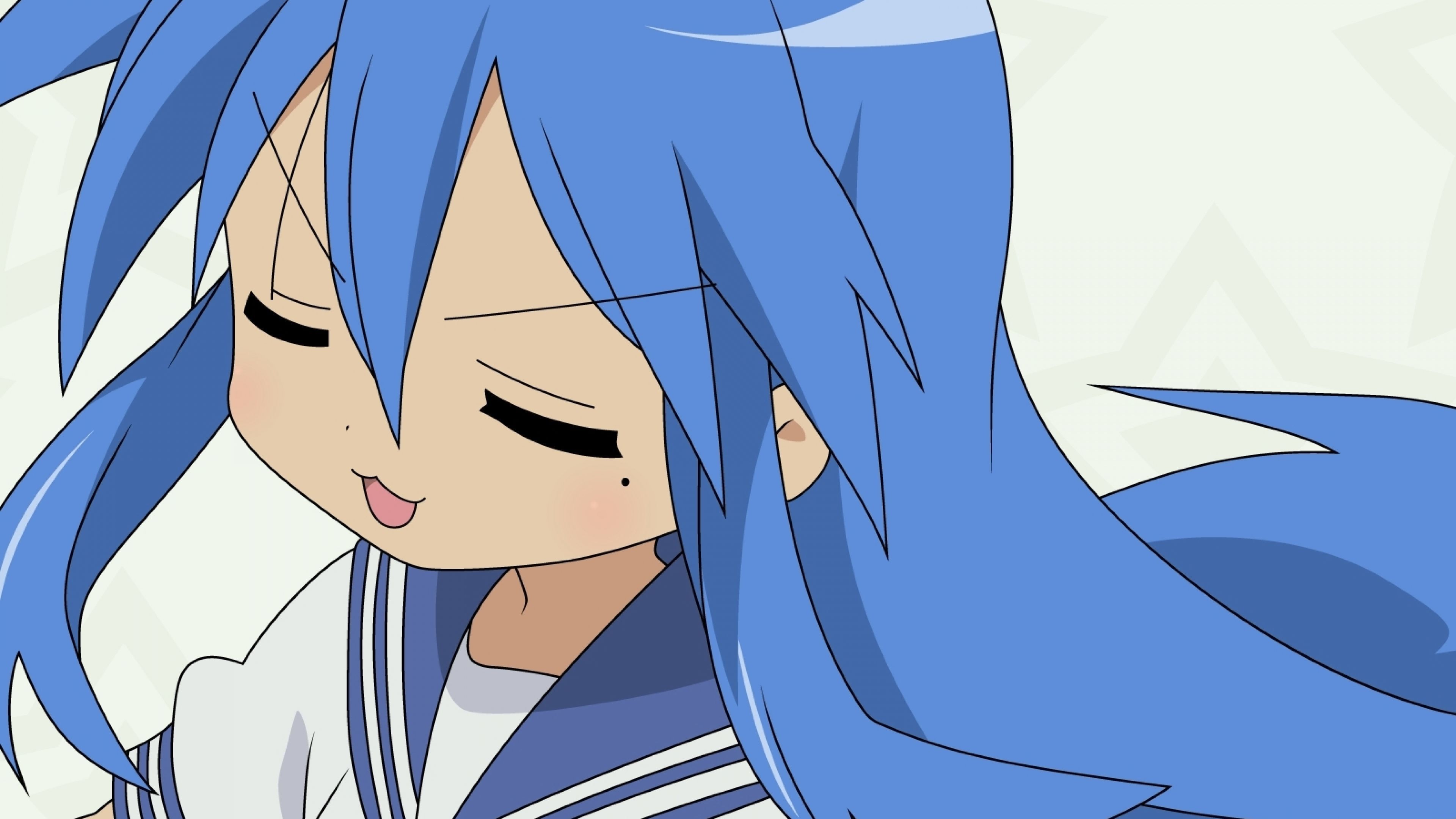 konata wallpaper,cartoon,face,blue,facial expression,anime