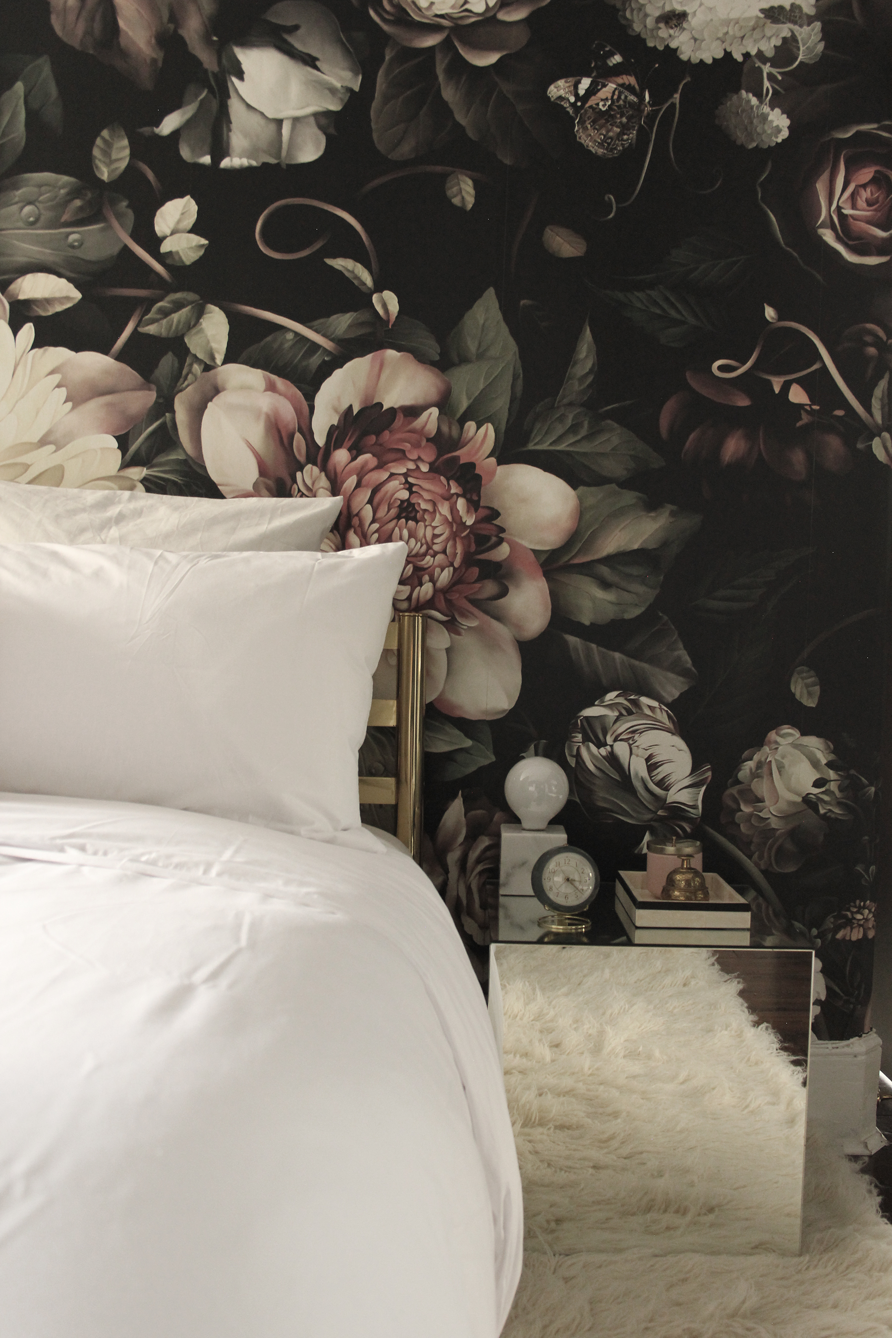 dark bedroom wallpaper,bedroom,room,petal,furniture,bed