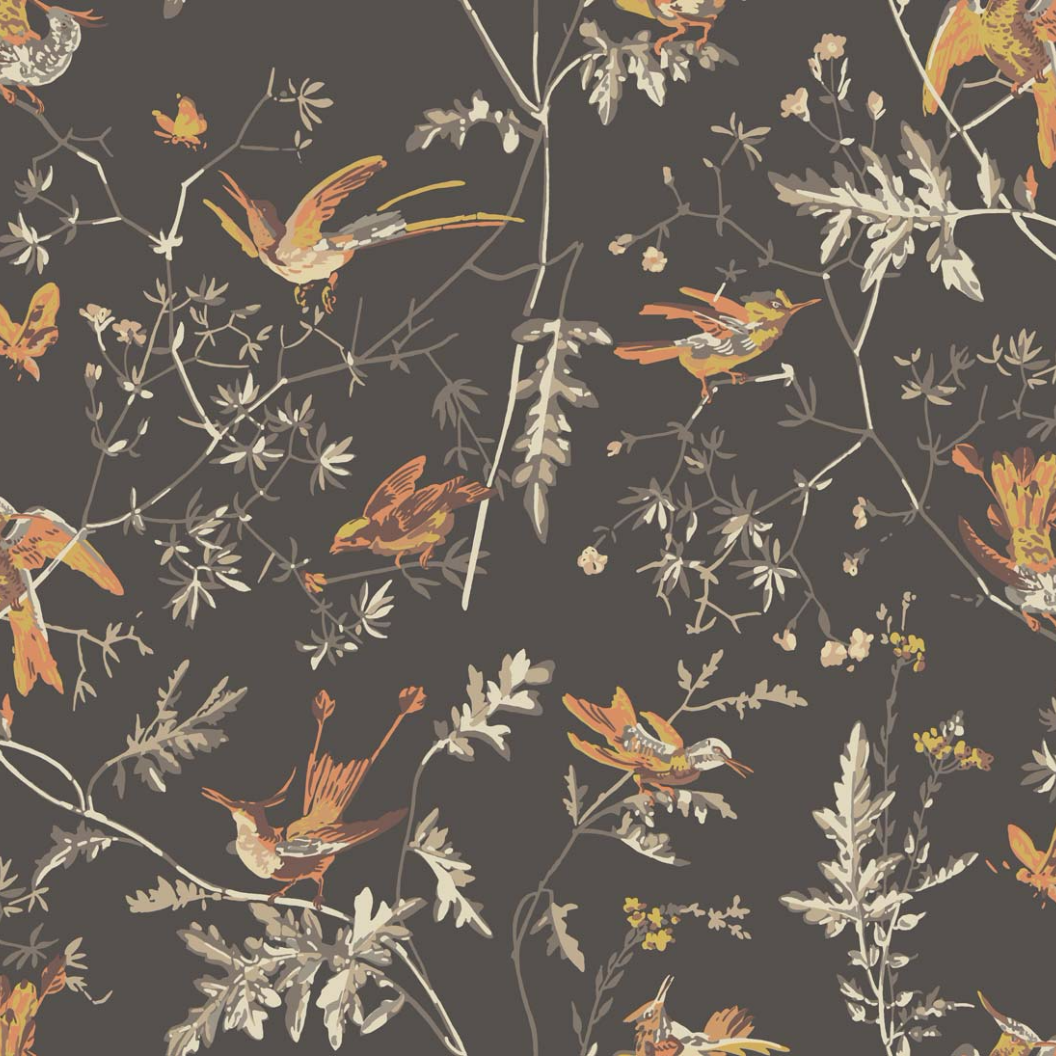 cole and son hummingbird wallpaper,brown,pattern,leaf,design,wallpaper
