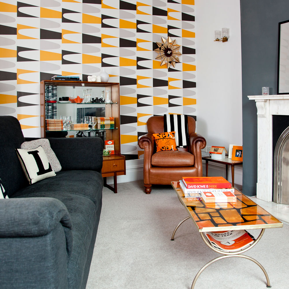 front room wallpaper,living room,room,furniture,orange,interior design