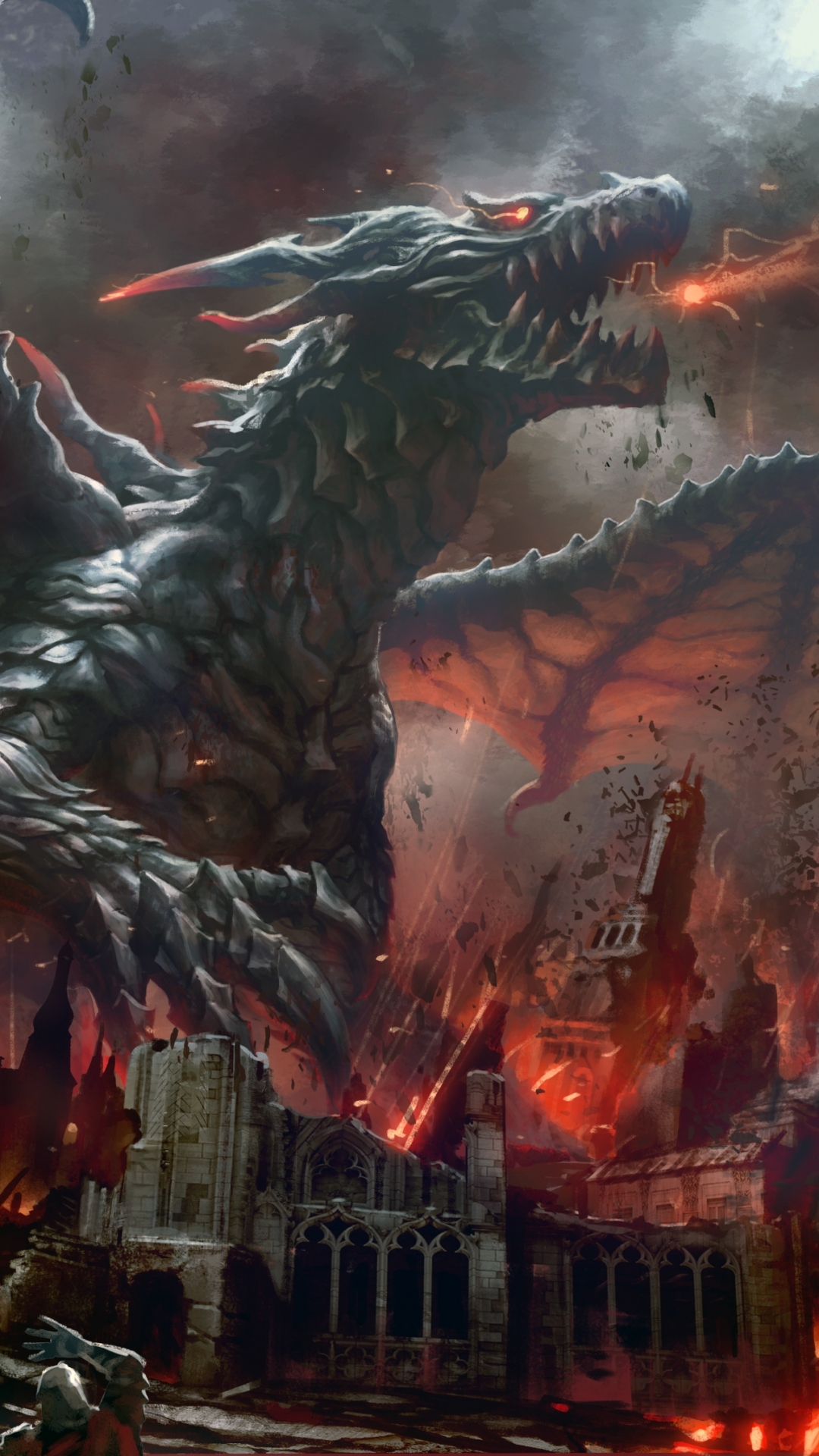 dragon phone wallpaper,action adventure game,cg artwork,geological phenomenon,dragon,demon