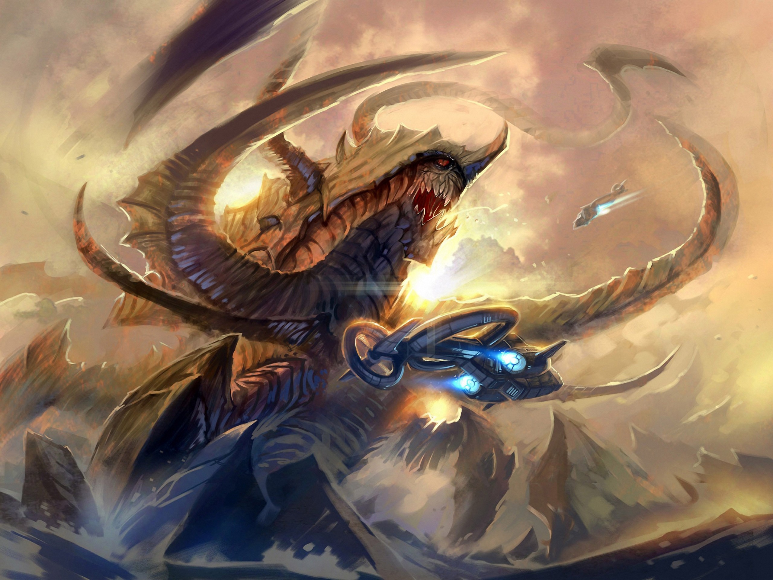 zerg wallpaper,dragon,cg artwork,fictional character,mythology,mythical creature