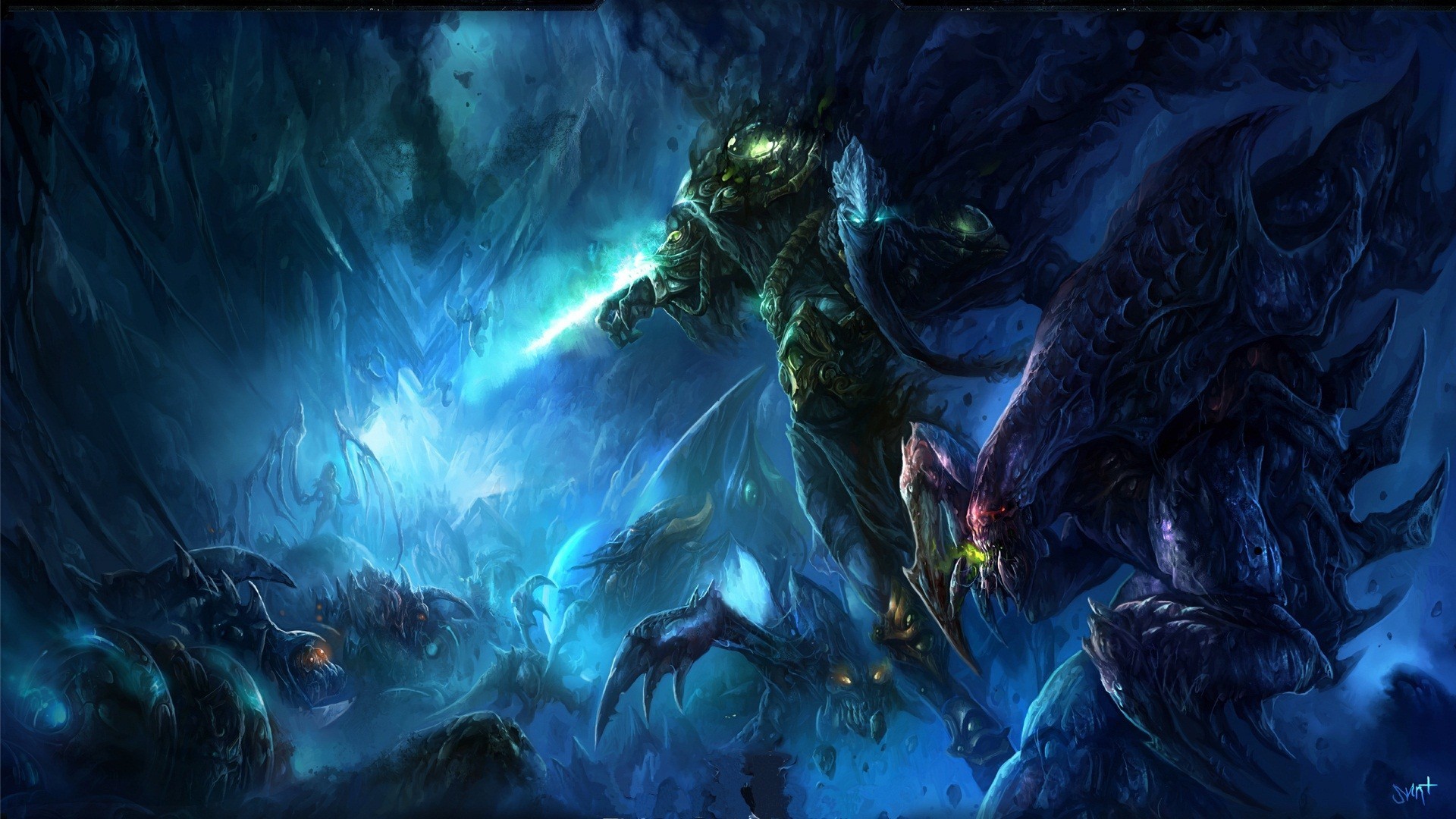 protoss wallpaper,action adventure game,cg artwork,darkness,demon,fictional character